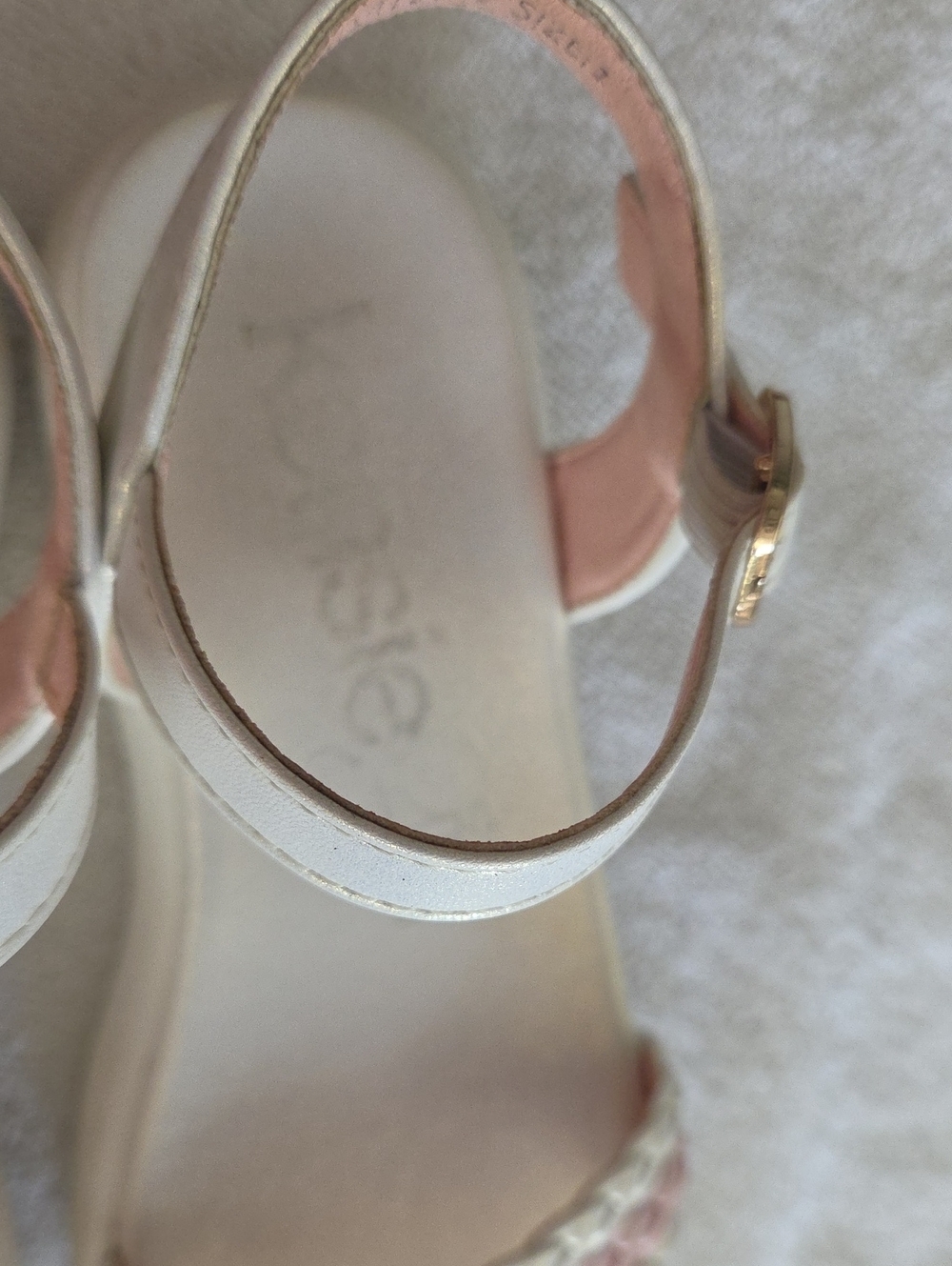 Kenzie Girl Girls Sandals Size 1 White & Pink Braided Ankle Strap Sandals - Picture 5 of 8
